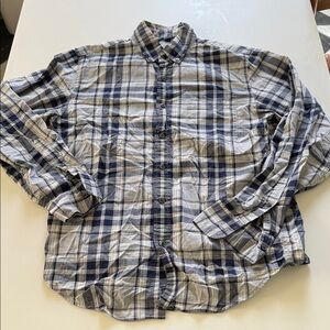 J. Crew Navy and White Plaid Button-Down Shirt Men’s S